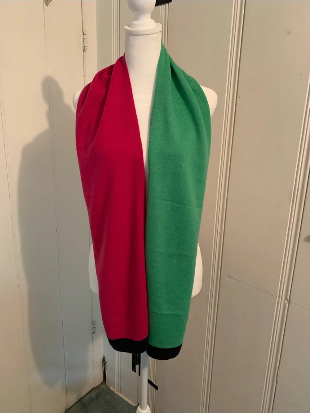 Talbots Green and Burgundy Colorblock Wrap Scarf